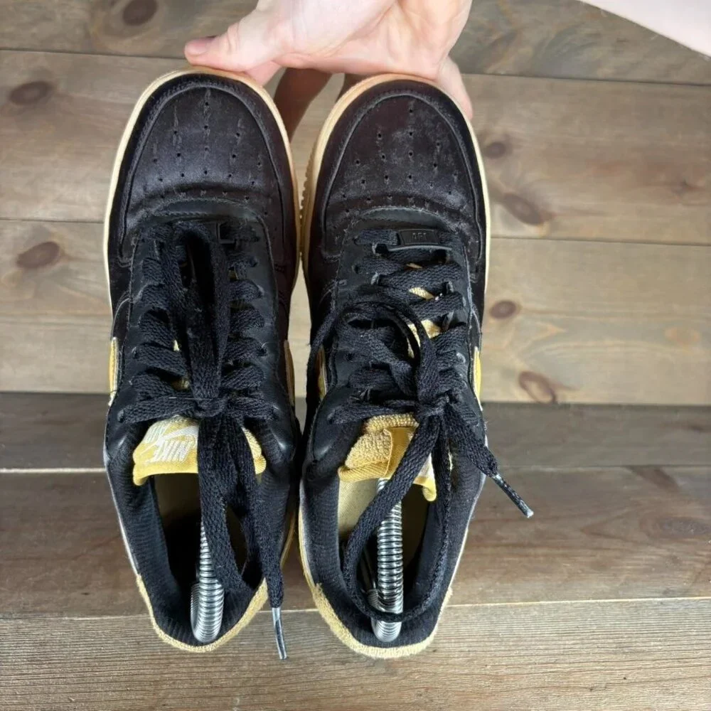 nike air force 1 SE womens size 6.5 shoes black satin lowtop comfort sneakers